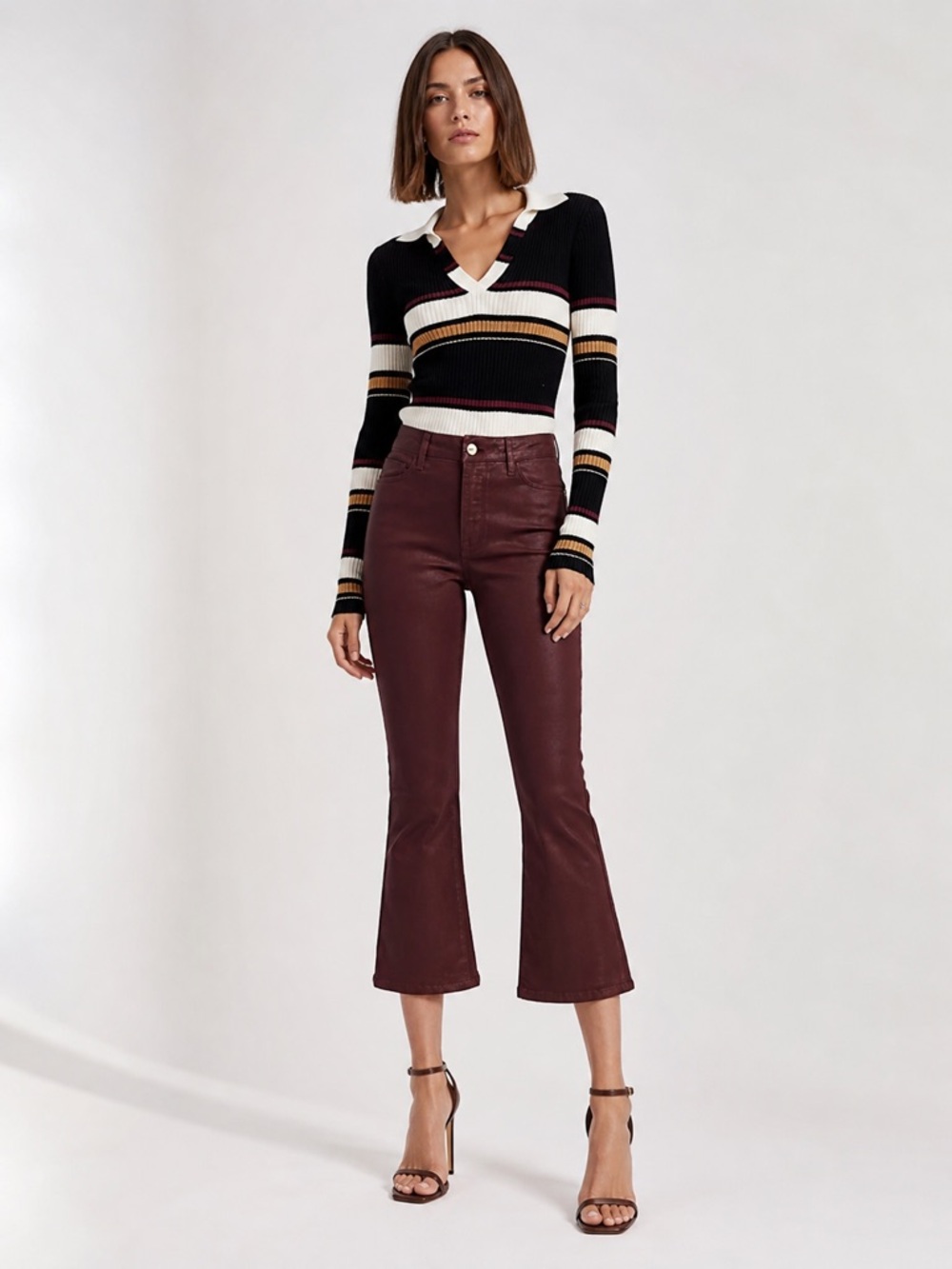 FRAME Le Crop Mini Boot Jeans Bordeaux Coated Size 31 | Statement Denim